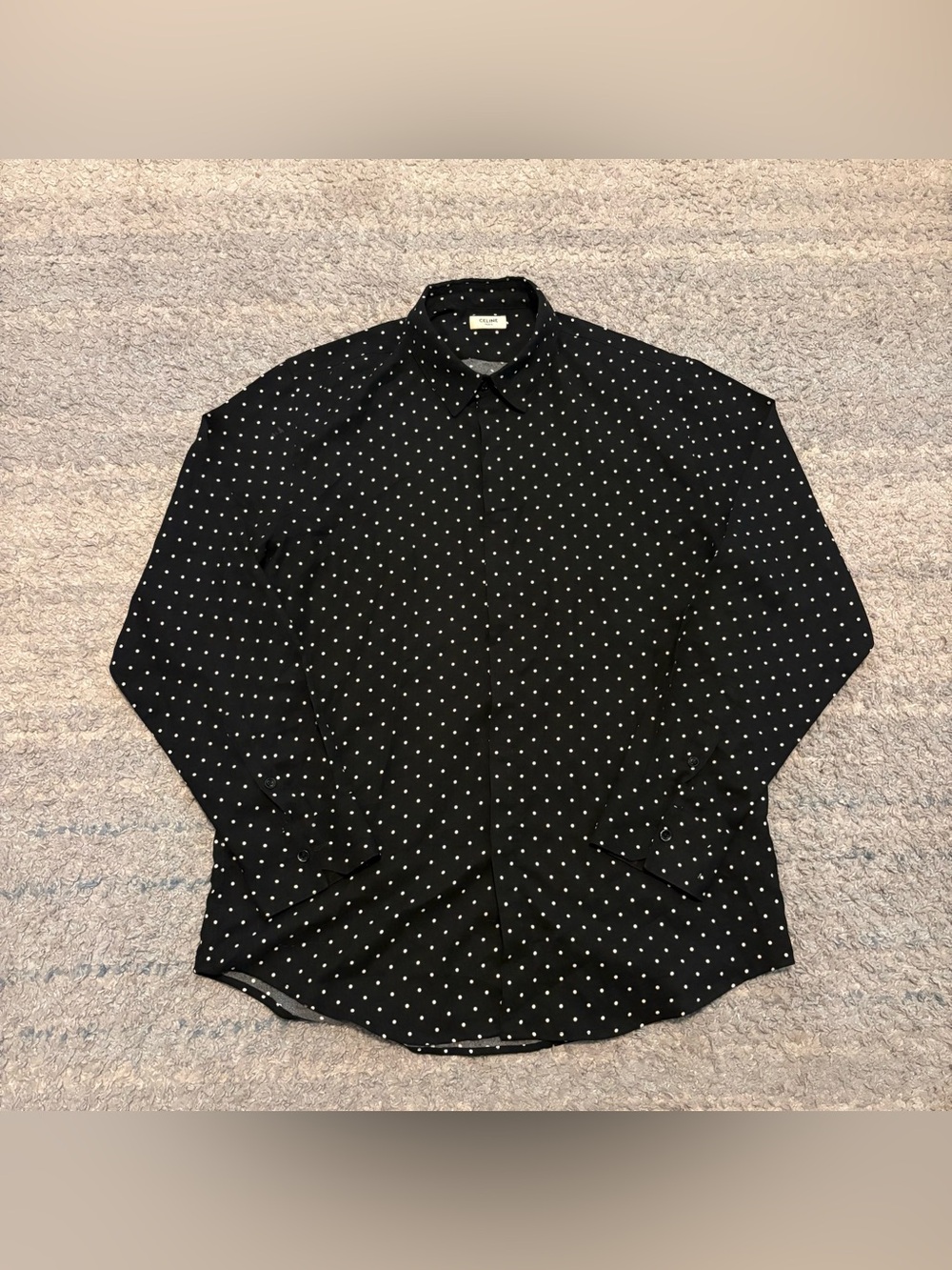 Celine Paris Polka Dot Long Sleeve Button-Down Shirt Size 50 (Medium/Large)